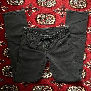 Y2K Black Denim Lace Up Pants